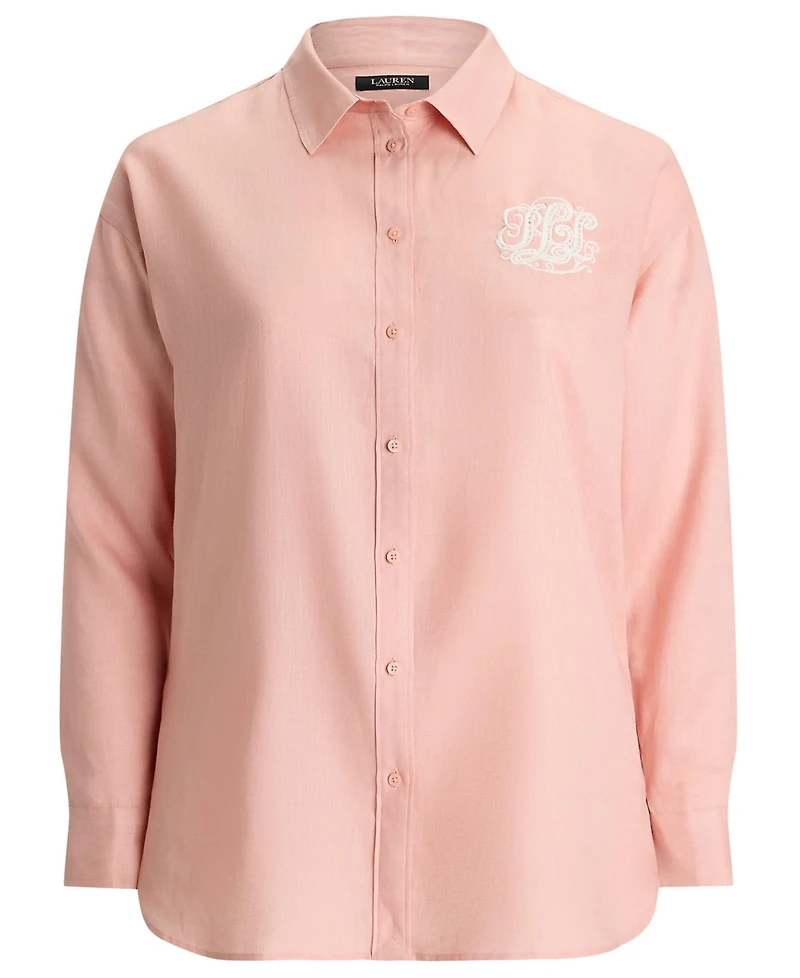 Lauren Ralph Plus Eyelet-Logo Shirt