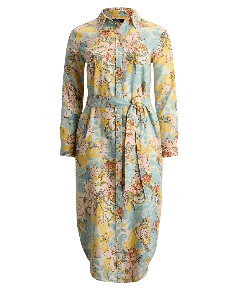 Lauren Ralph Plus Floral Linen Shirtdress