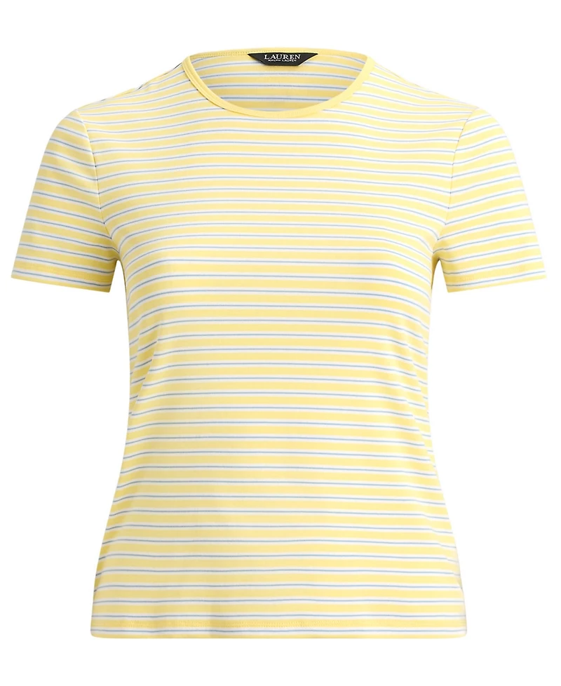 Lauren Ralph Lauren Plus Size Striped Rib-Knit Stretch Top