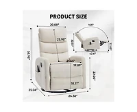 sumyeg Chenille Recliner Chair with Heat, Massage, Rocker & Swivel Features