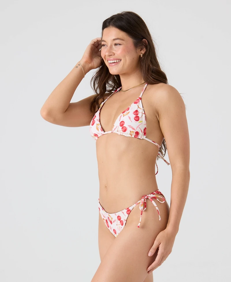 Roxy Women's Cherry Printed Reversible Mini Tiki Tri Halter Bikini Top