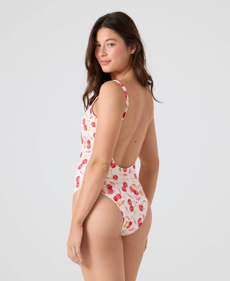 Roxy Women's Cherry Printed Scoop Neck One-Piece Swimsuit