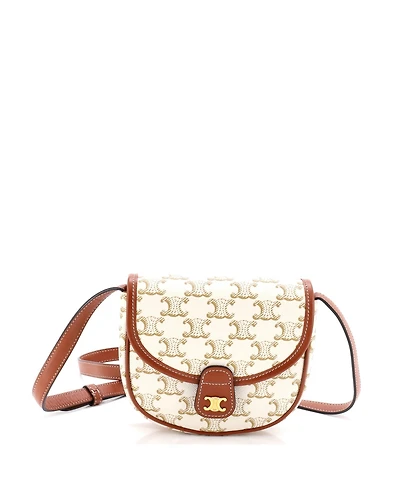 Pre-Owned Celine Mini Besace Flap Bag Triomphe Coated Canvas