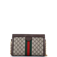 Pre-Owned Gucci Small Ophidia Chain Shoulder Bag Gg Coated Canvas