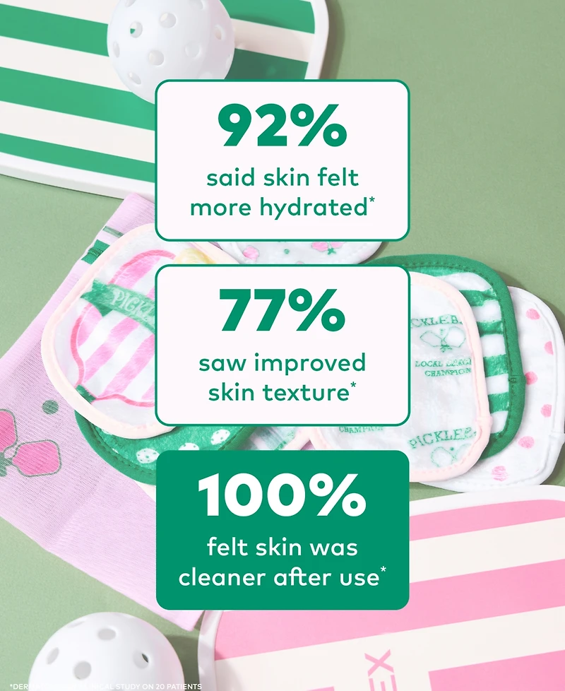 MakeUp Eraser 9-Pc. Pickleball Reusable Makeup Wipe Set