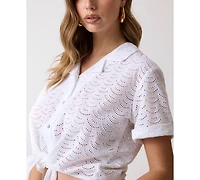 Guess Women's Short-Sleeve Collared Shirt