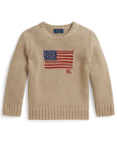 Polo Ralph Lauren Boys' 2T-7 Contrast Trim Iconic Flag Sweater