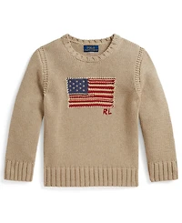 Polo Ralph Lauren Boys' 2T-7 Contrast Trim Iconic Flag Sweater