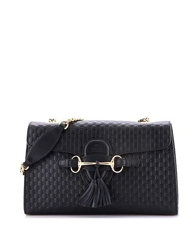 Pre-Owned Gucci Medium Emily Chain Flap Bag Microguccissima Leather