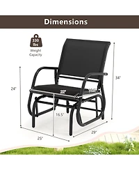 Gymax Rocking Chair w/ Study Metal Frame Comfortable Single Glider Patio Chair