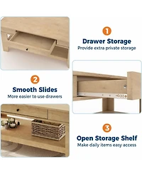 gaomon Light Wood Coffee Table with Drawer, 472" Center Storage Shelf, Rustic Tables Long Living Room Furniture, Sturdy and Eas