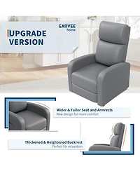 gaomon Recliner Chair Leather Adjustable Ergonomic Push Back Single Sofa with Side Pocket for Living Room