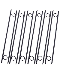 flynama 12pcs 3 Eighths x 18 Inch Steel Rebar Stakes with 1 Inch Loops Heavy Duty Angled Ends Ground Stakes for Tents Canopies Campsites