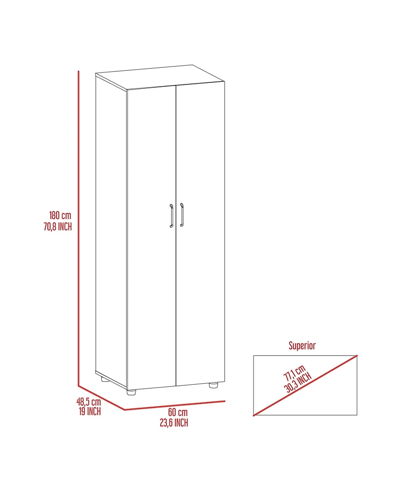 flynama Glasgow Armoire Wengue Wood with One Cabinet Two Storage Shelves
