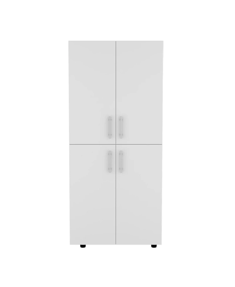 flynama Hazel Armoire Melamine with Two Doors Four Shelves and Two Clothes Hanging Bars Bedroom Storage Organizer