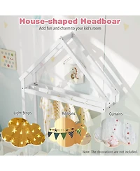 Sugift Twin House Floor Bed with House Shaped Headboard