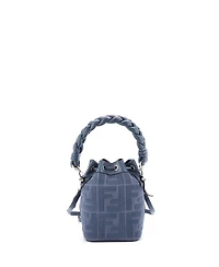 Pre-Owned Fendi Mini Woven Handle Mon Tresor Bucket Bag Zucca Embroidered Canvas
