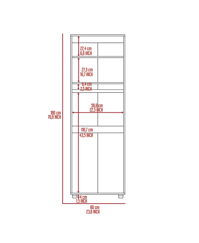 flynama Armoire with Two Interior Shelves Metal Rod and Double Door Bedroom Storage Organizer