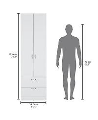 flynama 76 Inch High Armoire Wardrobe Closet with 2 Drawers Double Door Cabinet Shelf and Hanging Rod Bedroom Storage Organizer