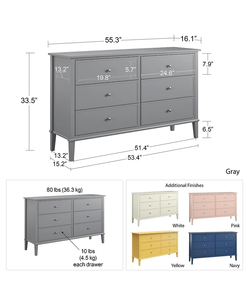 flynama 6 Drawer Modern Dresser Storage Cabinet for Closet Home Furniture with Spacious Drawers Easy Assembly Durable Buil