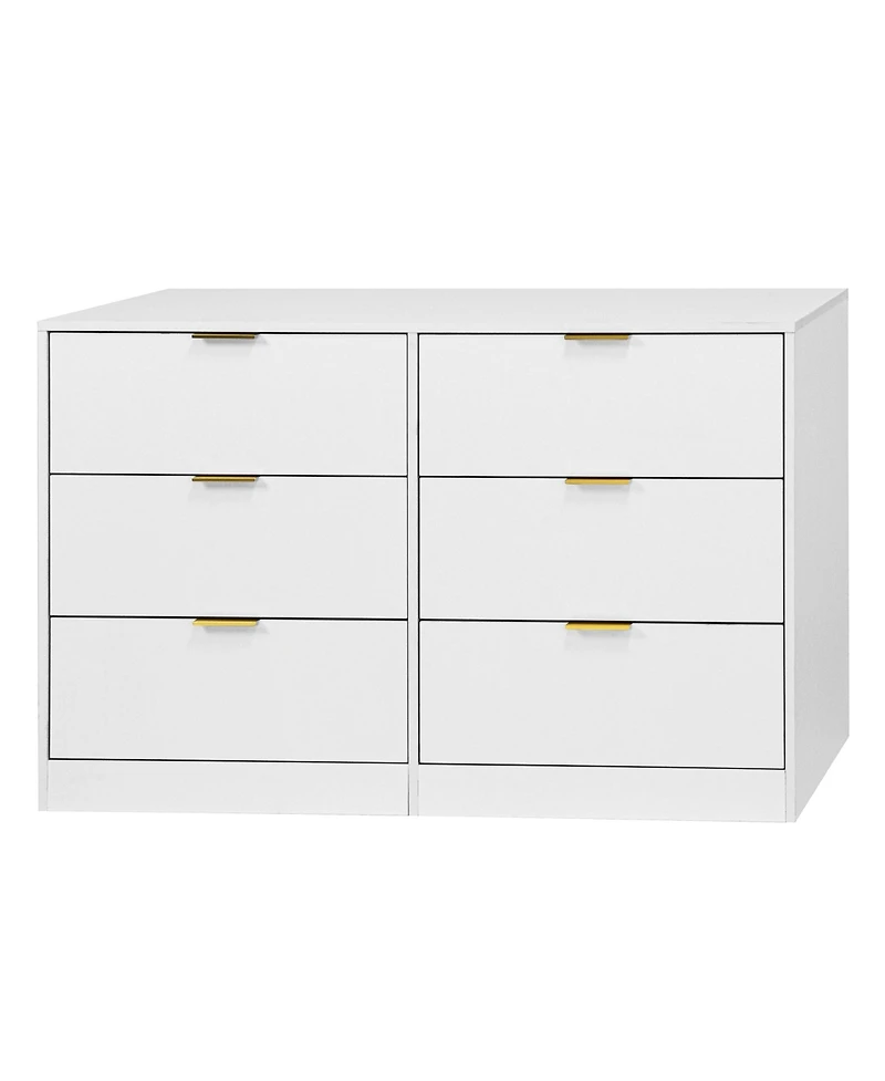 flynama Simply Modern 6 Drawer Dresser for Bedroom Living Room Hallway Entryway