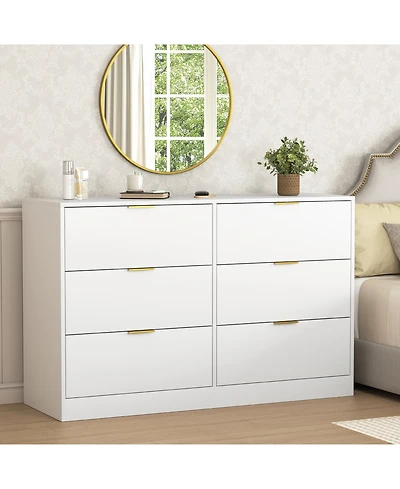 flynama Simply Modern 6 Drawer Dresser for Bedroom Living Room Hallway Entryway