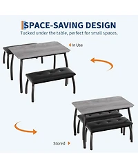 gaomon Dining Table Set for 4, Metal Frame Kitchen, 3Pcs Room Furniture Apartment, Studio, Home, Easy Assembly