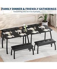 gaomon Dining Table Set for 4, Metal Frame Kitchen, 3Pcs Room Furniture Apartment, Studio, Home, Easy Assembly