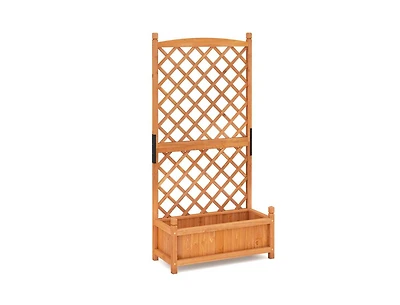 Raised Garden Bed with Diamond Lattice Trellis and Drainage Holes