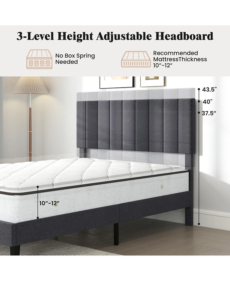 Sugift Velvet Upholstered Platform Bed frames