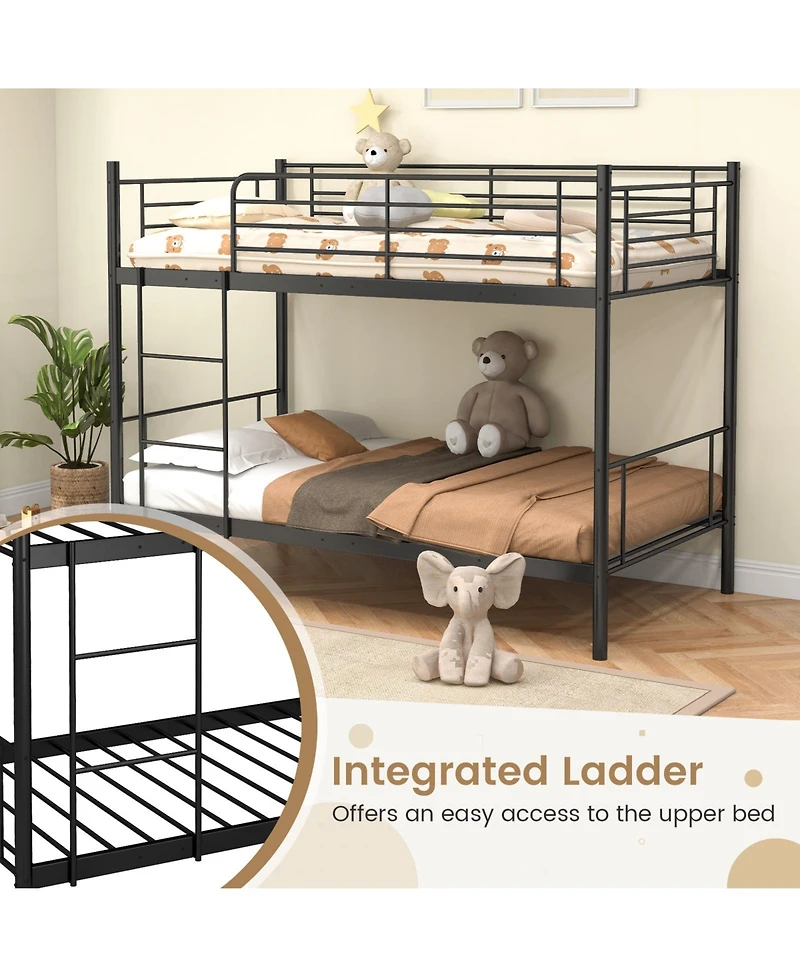 Sugift Metal Bunk Bed with Ladder and Full Length Safety Guardrails