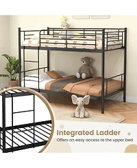 Sugift Metal Bunk Bed with Ladder and Full Length Safety Guardrails