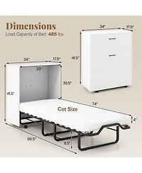 Sugift Cot Size Murphy Bed Folding Design with Lockable Wheels