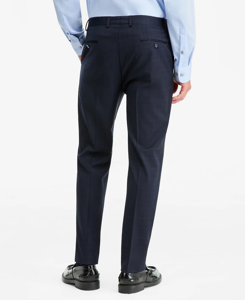 Calvin Klein Men's Slim-Fit Wool-Blend Plaid Suit Pants