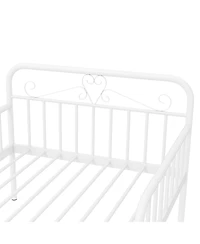 Sugift Extendable Metal Daybed with Guardrails and Armrests