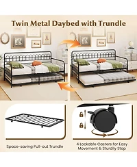 Sugift Twin Daybed with Curved Backrest and Armrests
