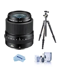 Fujifilm Gf 45mm f/2.8 R Wr Lens, Bundle with Vanguard Veo 3 Go 235AB 23mm 5-Section Aluminum Travel Tripod with T-50 Ball Head, ProOptic Cleaning