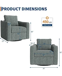 gaomon Accent Chair for Living Room, 360° Swivel, Modern Linen Armchair, Comfy Upholstered Seat, Single Sofa