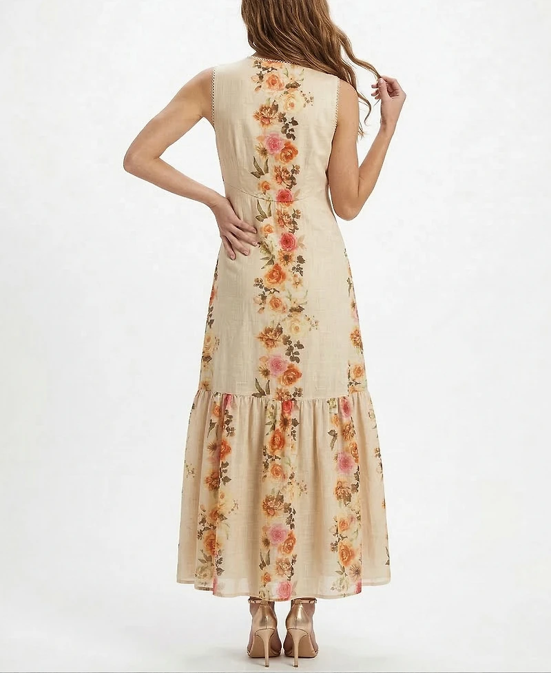 Taylor Women's V-Neck Floral Keyhole Dress