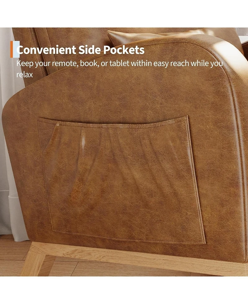 gaomon Sherpa Upholstered Rocking Chair, Adjustable Recliner with Arm Pocket, Cozy Nursery & Living Room Chair