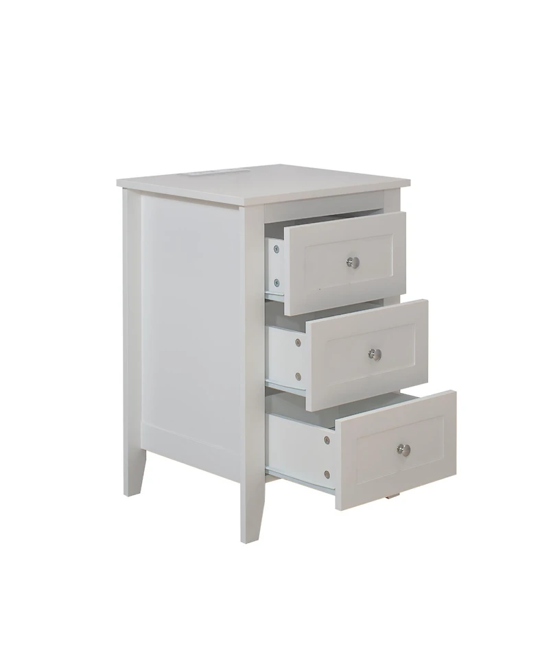Flynama Modern Chic Luxurious Premium Nightstand with 3 Drawers Bedroom Bedside Storage Table
