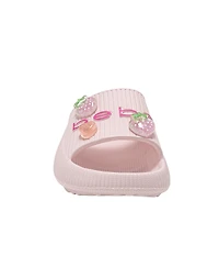 Bebe Big Girls Eva Slide - Lightweight Comfy Sandals with Fruit Charms
