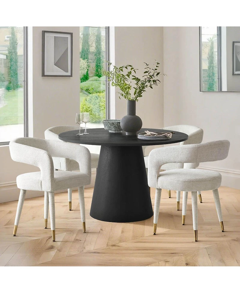 Maison Boucle Chenille Upholstered Dining Armchairs Set of 2 with Curved Back