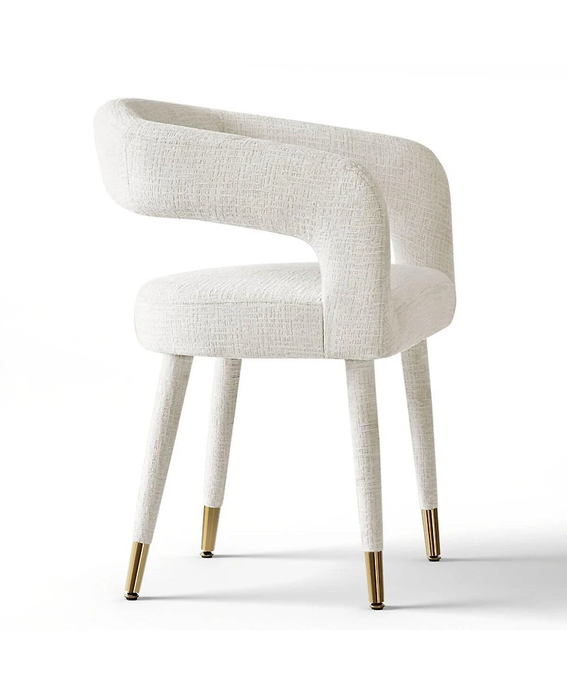 Maison Boucle Chenille Upholstered Dining Armchairs Set of 2 with Curved Back