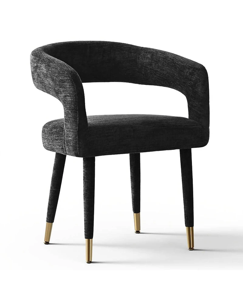 Maison Boucle Chenille Upholstered Dining Armchairs Set of 2 with Curved Back