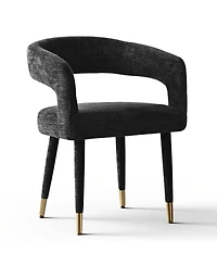 Maison Boucle Chenille Upholstered Dining Armchairs Set of 2 with Curved Back