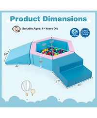 Mecale 3-Piece Baby Foam Climbing Blocks Set with 100 Ocean Balls