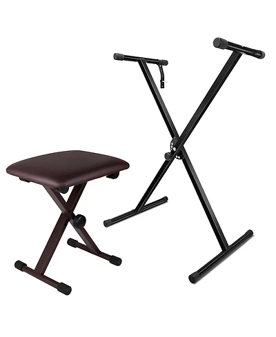 5 Core Keyboard Stand Piano Bench Combo Adjustable Key Board Stands 2" Padded Musician Chair Set