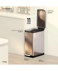 Home Zone Living 11 Gallon Kitchen Trash Can with Soft-Close Lid and Slim Stainless Steel Design