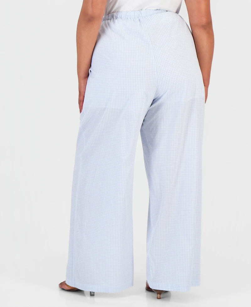 And Now This Trendy Plus Cotton Gingham Pull-On Pants, Macy's Exclusive